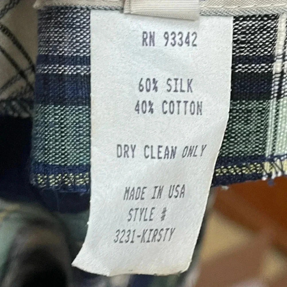 Vintage 90s Collin Creek Silk-Cotton Plaid Zip Front Sleeveless Shirt Vest - Picture 11 of 12